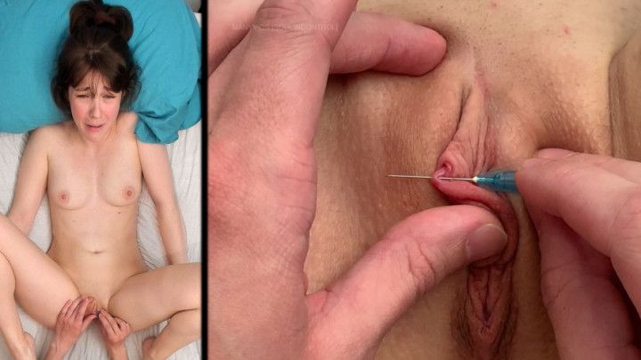 Painful Horizontal Clit Piercing On Lily