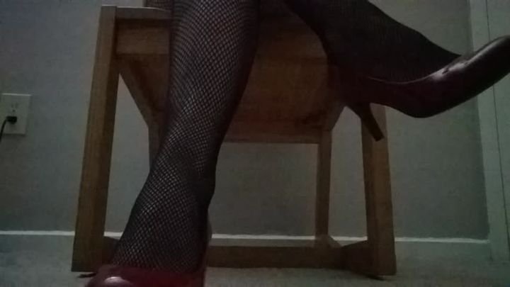 Femdom teases you with fishnet feet