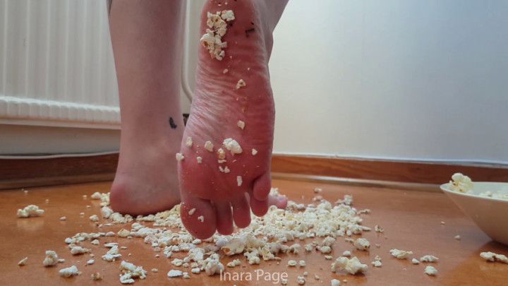 Crushing popcorn with my bare feet