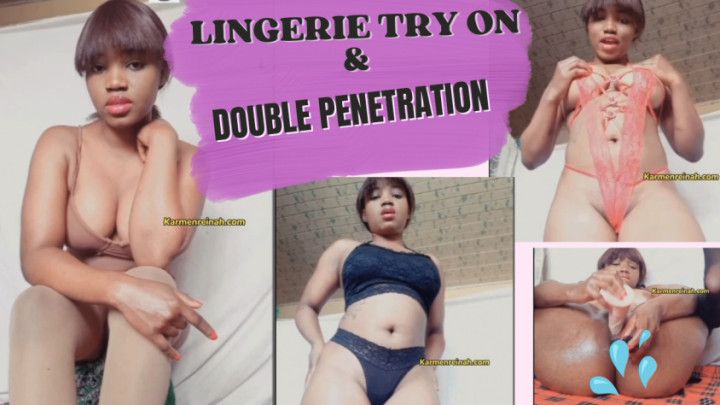 Lingerie try on leads to duble penetration