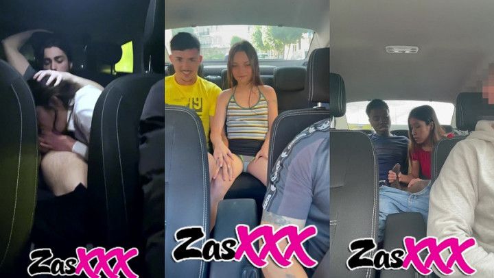 Hidden camera in Taxi compilation couples fucking