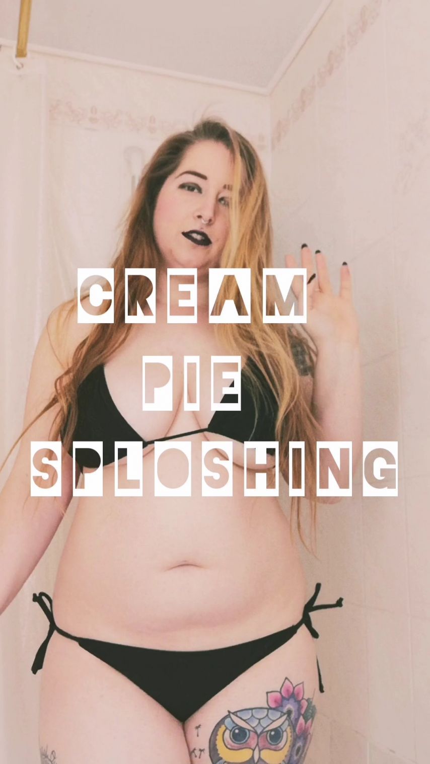 Cream Pie Sploshing in Black Bikini