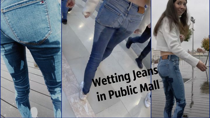 Wetting Jeans in Public Mall Pee