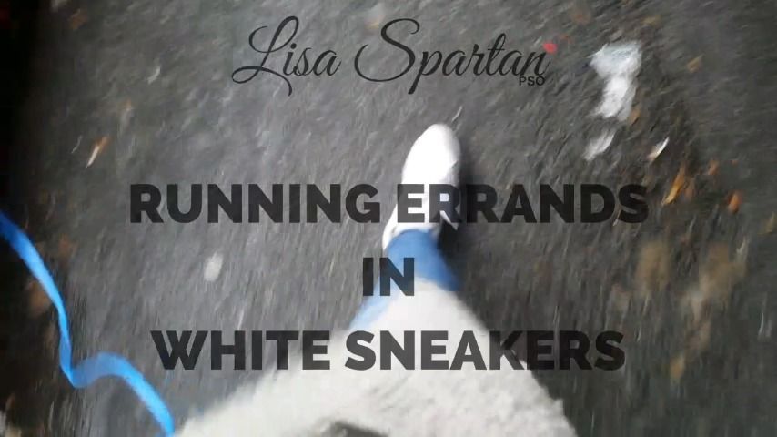 Girlfriend errands in white sneakers