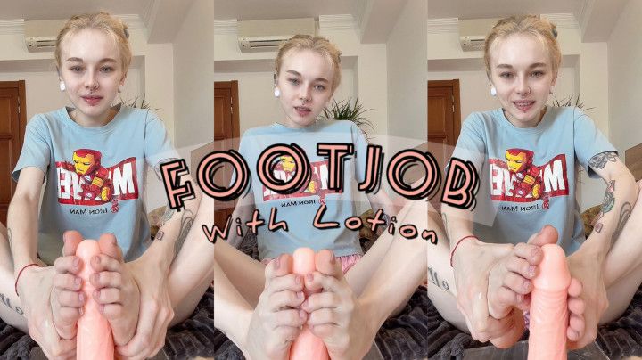 Naughty teen teasing you with a dildo footjob