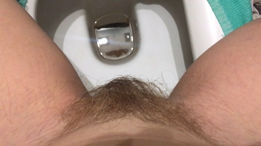 Sexy hairy pussy pissing in the toilet
