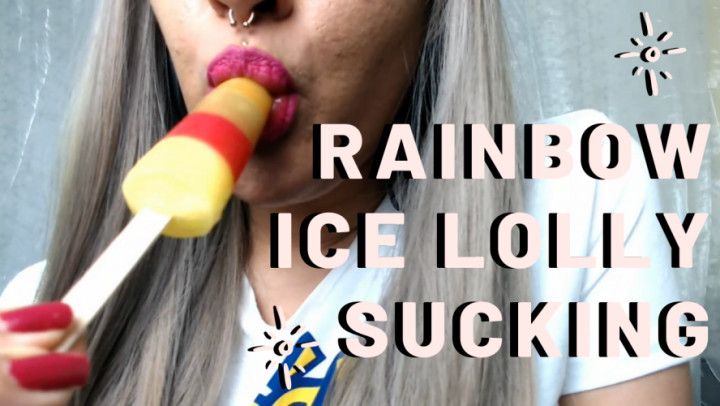 Rainbow Ice Lolly Sucking