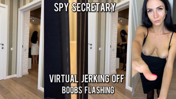 Spy Secretary fantasy, virtual jerking off, tits tease