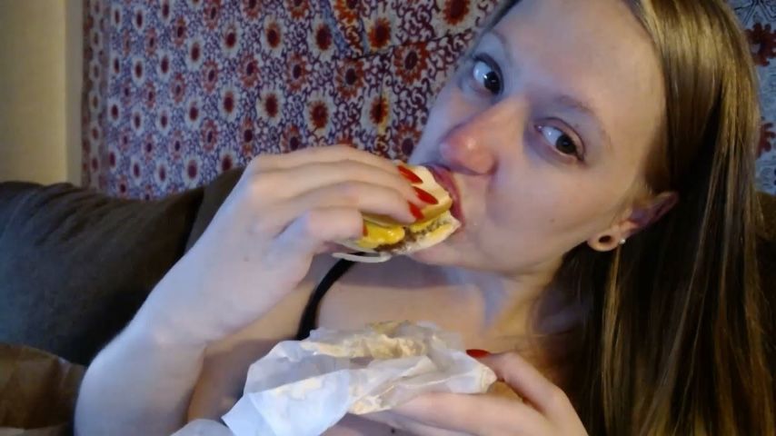 Pregnant Burping/Eating Burger and Fries