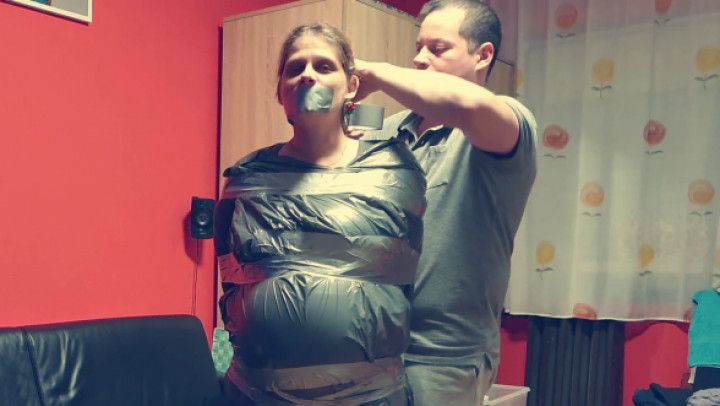 My wife taped in a trashbag
