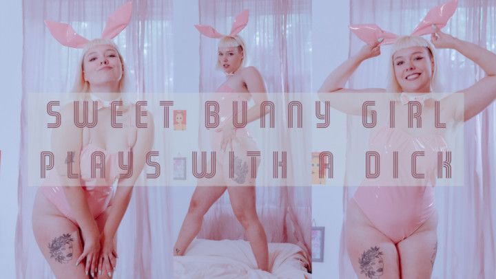 Sexy bunny plays with a dick