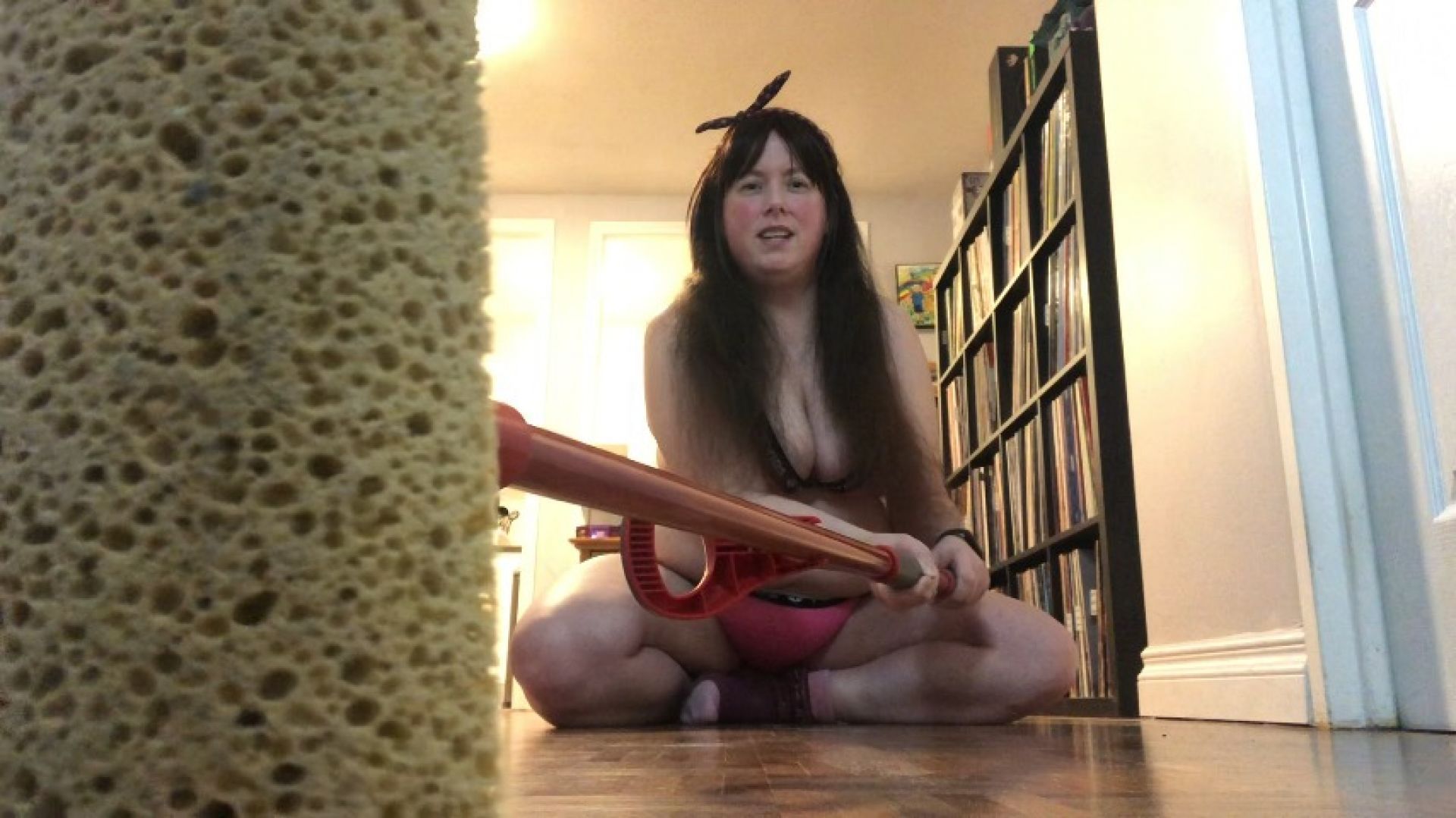 Giantess Mom Naughty Cleaning Shrunk Son with Sponge Mop