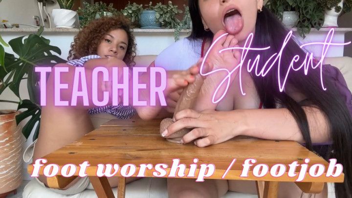 Teaching my student how to give a FootJob / Foot Worship