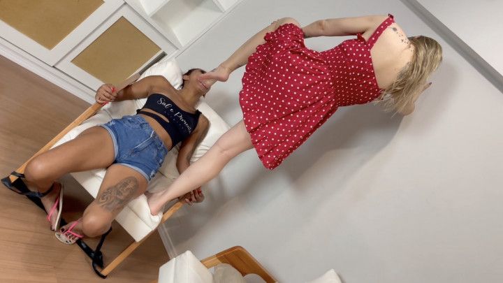Tied and foot swallowing! Goddess Grazi