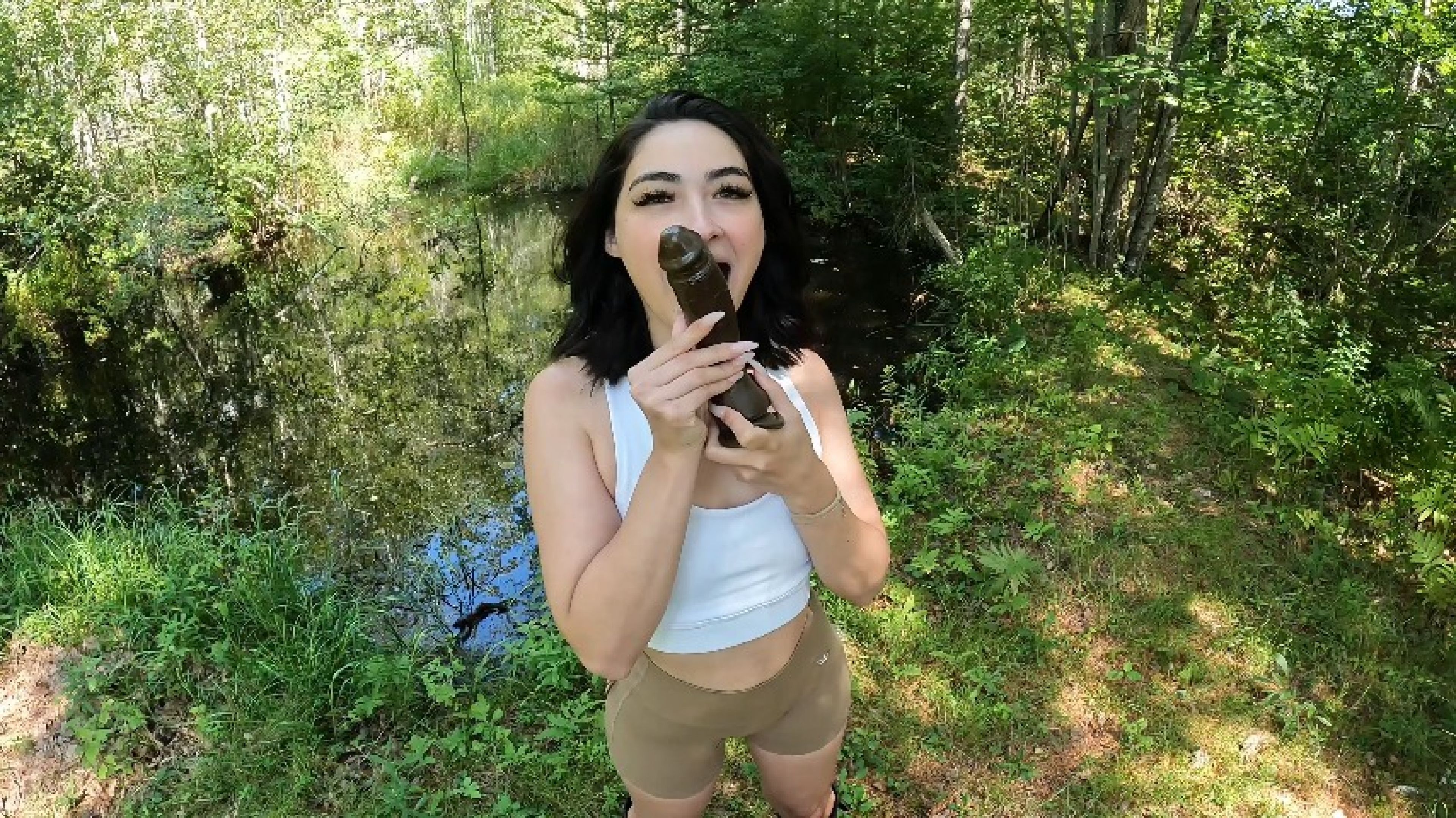 Huge Dildo Riding in The Woods