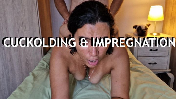 Impregnation by another man in front of my cuckold husband