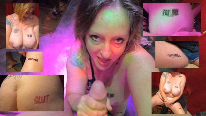 Humiliated Stripper Skank Sucks Cock for Slut Tattoos