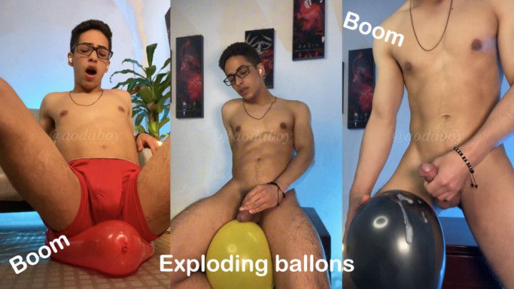 Crush balloons with cum