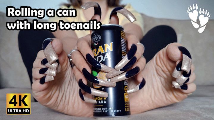 Rolling a can with long toenails