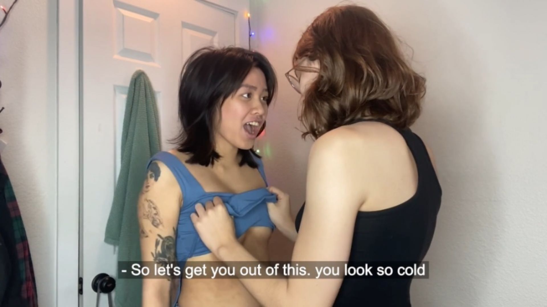 Stepsisters get heated when trying to stay warm