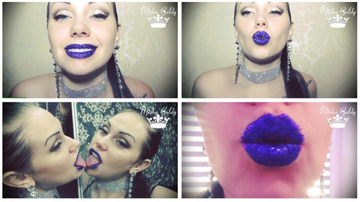 Glamorous blue glittery lips