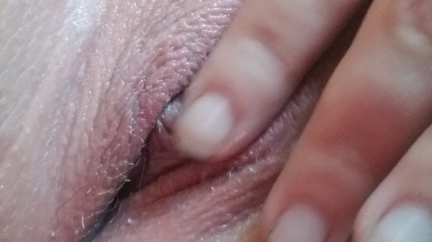 Wet pussy finger close up