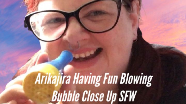 Arikajira Having Fun Blowing Bubble Close Up SFW