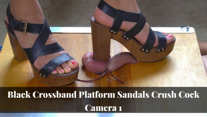 Black Crossband Platform Sandals Crush