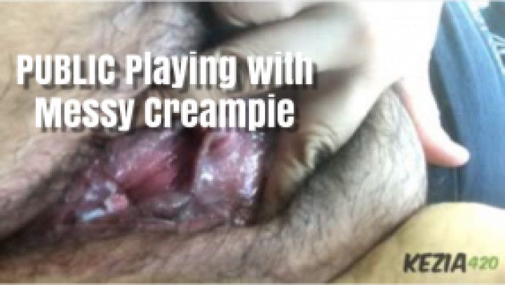 PUBLIC Playing with Messy Creampie
