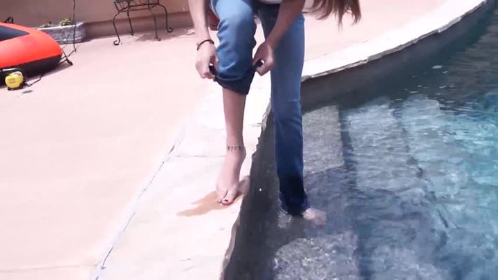 Madison Gets Her Clothes Wet in the Pool
