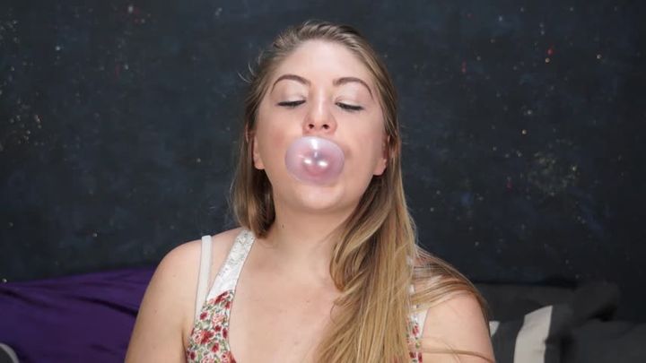 Julie Blows Bubblegum Bubbles