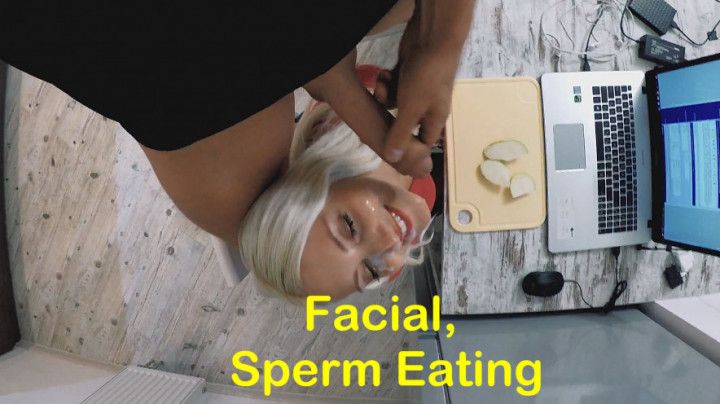 Cum on face and eat sperm, POV facial