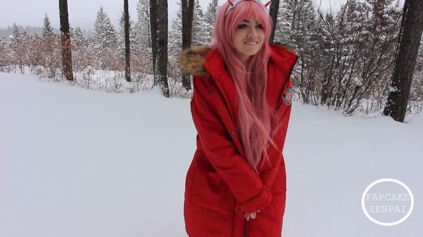 Zero Two Pees Outside in the Snow