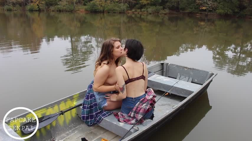 Girl Girl Kissing &amp; Stripping on a boat
