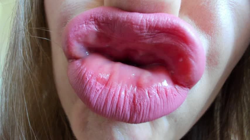 Close up lips smelling