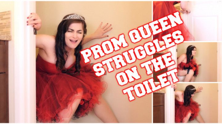 PROM QUEEN STRUGGLES ON THE TOILET