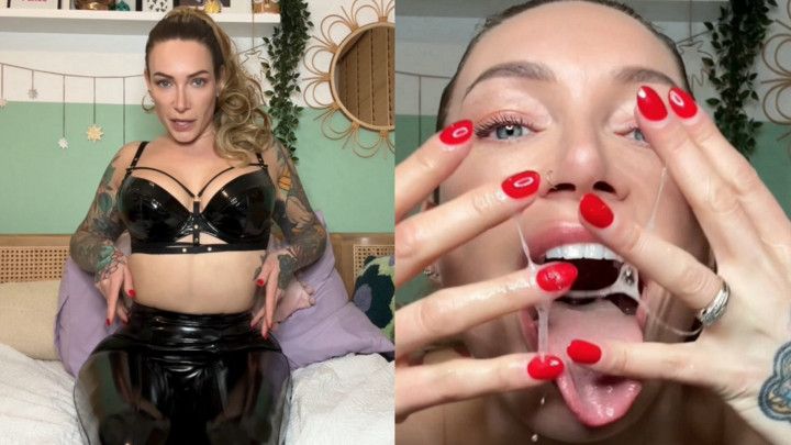 Filthy, messy SPIT PLAY and PVC fetish