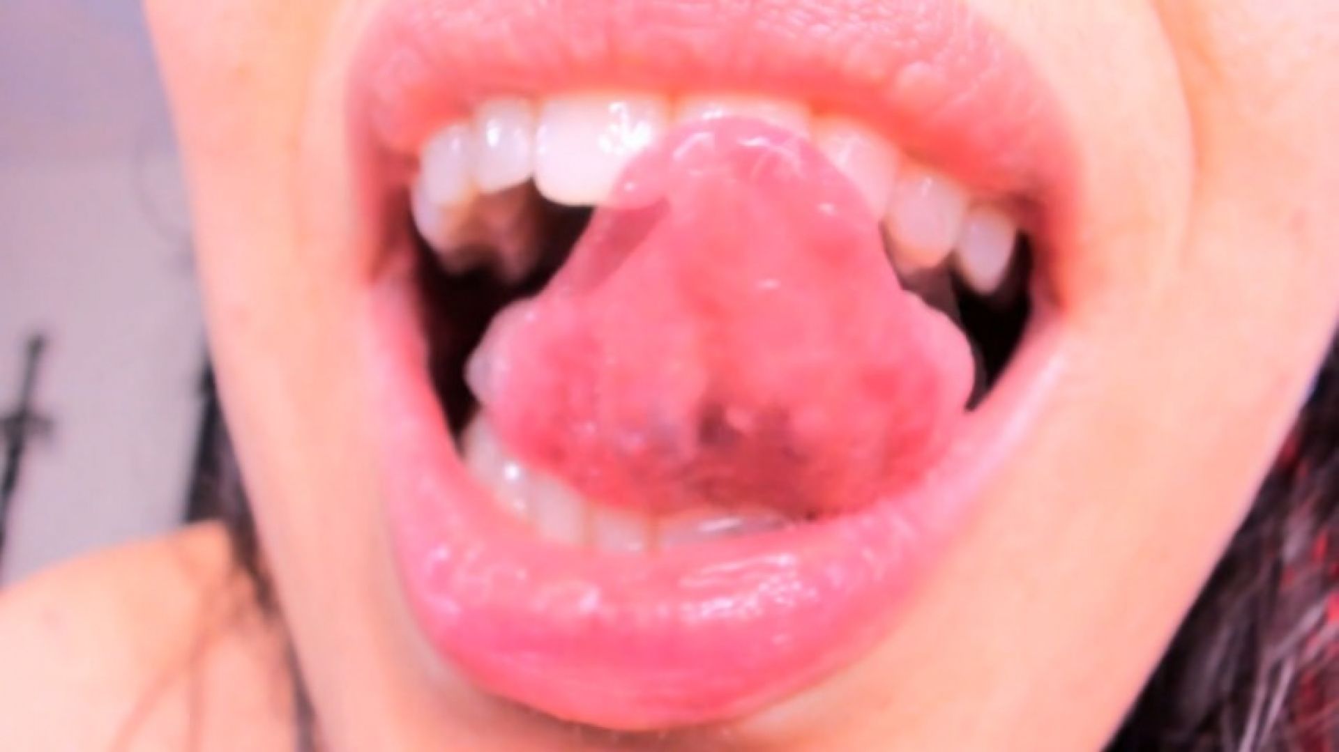 EXTREME MOUTH CLOSE-UP with Teeth &amp; Tongue