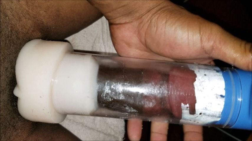 BBC fucking my cock pump and cumming on