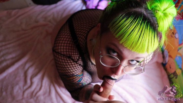 Goth Girl SUPER Sloppy Blowjob &amp; Facial