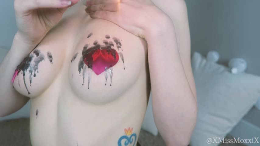 Boobs covered in wax