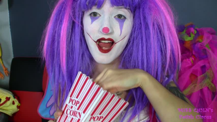 Clown Girl Eats Popcorn