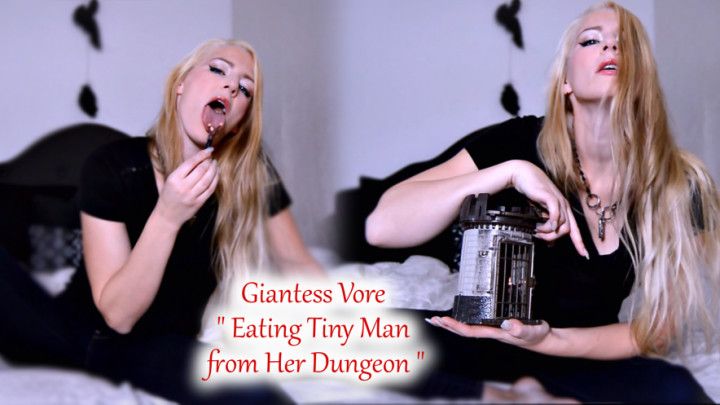 Giantess Vore: Eating Tiny Man from Cage