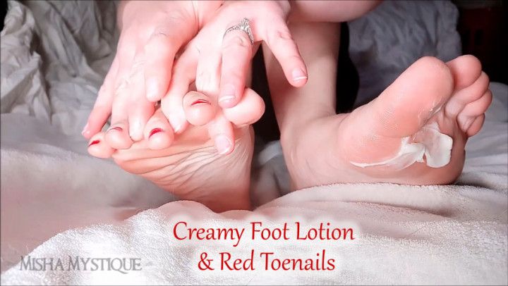 Creamy Foot Lotion and Red Toenails