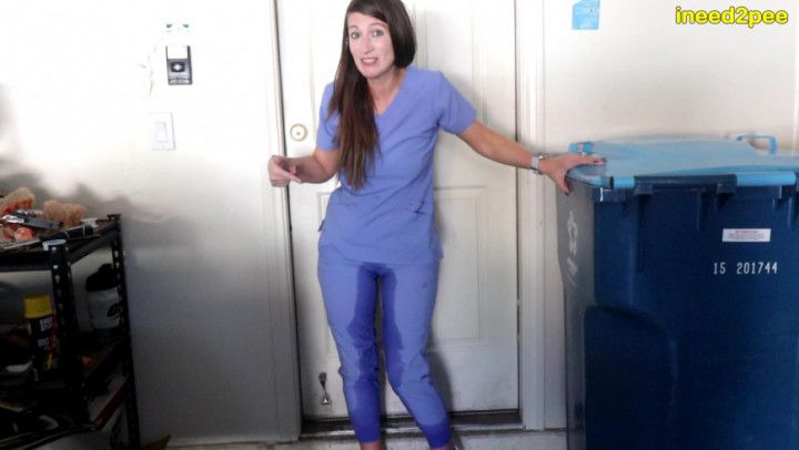 Nurse Constance wetting nurse scrubs uniform