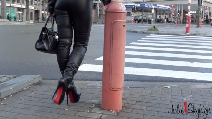 Leather Boots Slut in the Street