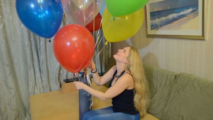 Katya Inflating Helium Balloons