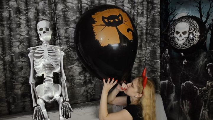 Katya Blows Halloween Balloon