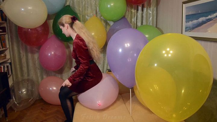 Katya Popping Balloons After Party