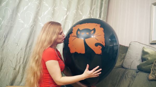 Katya Blows Halloween Balloon 2